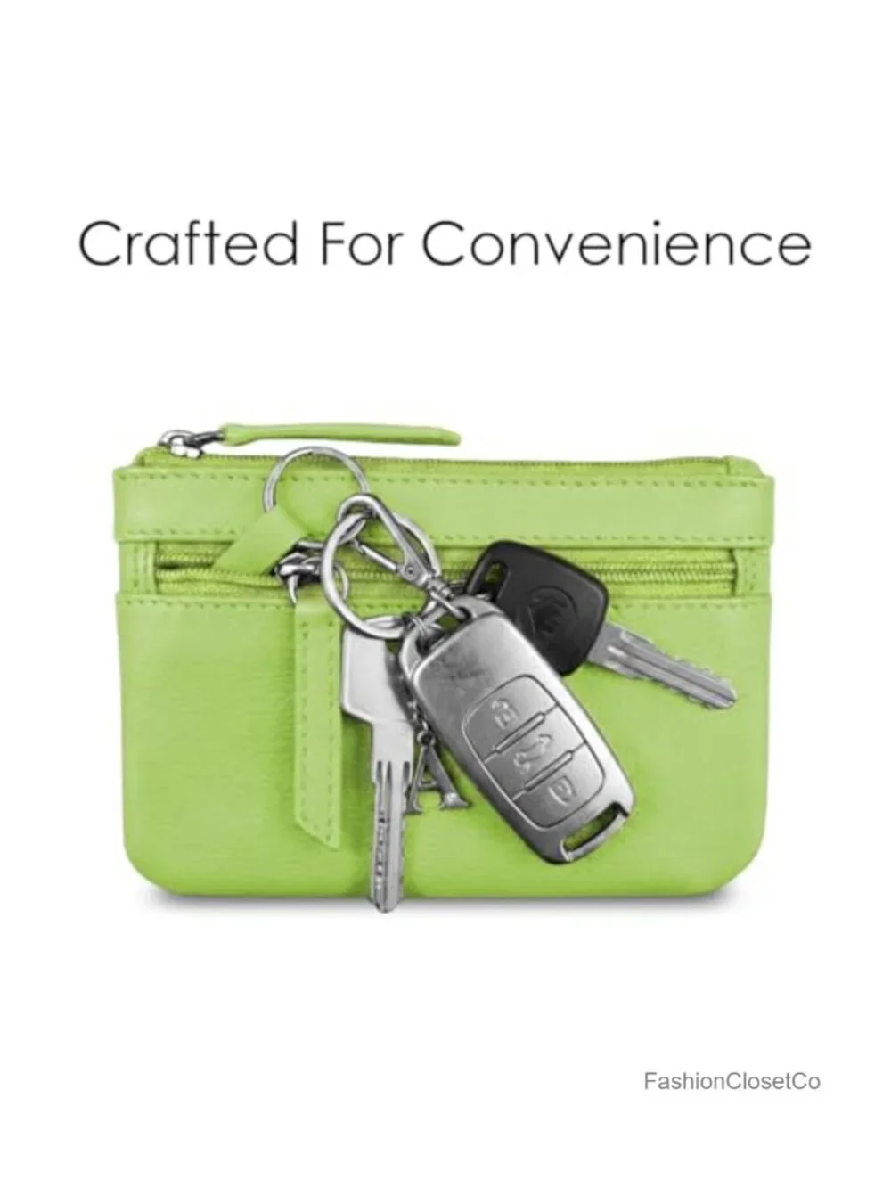 Genuine Leather Mini Coin Purse with Key Ring and RFID Protection